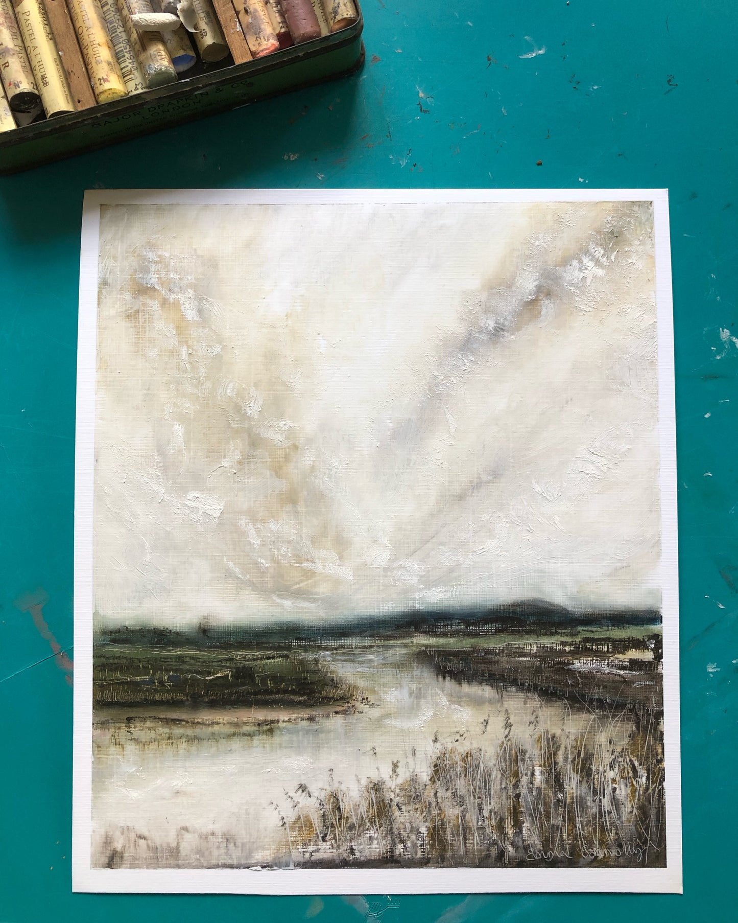 Snape Marshes - oil pastel