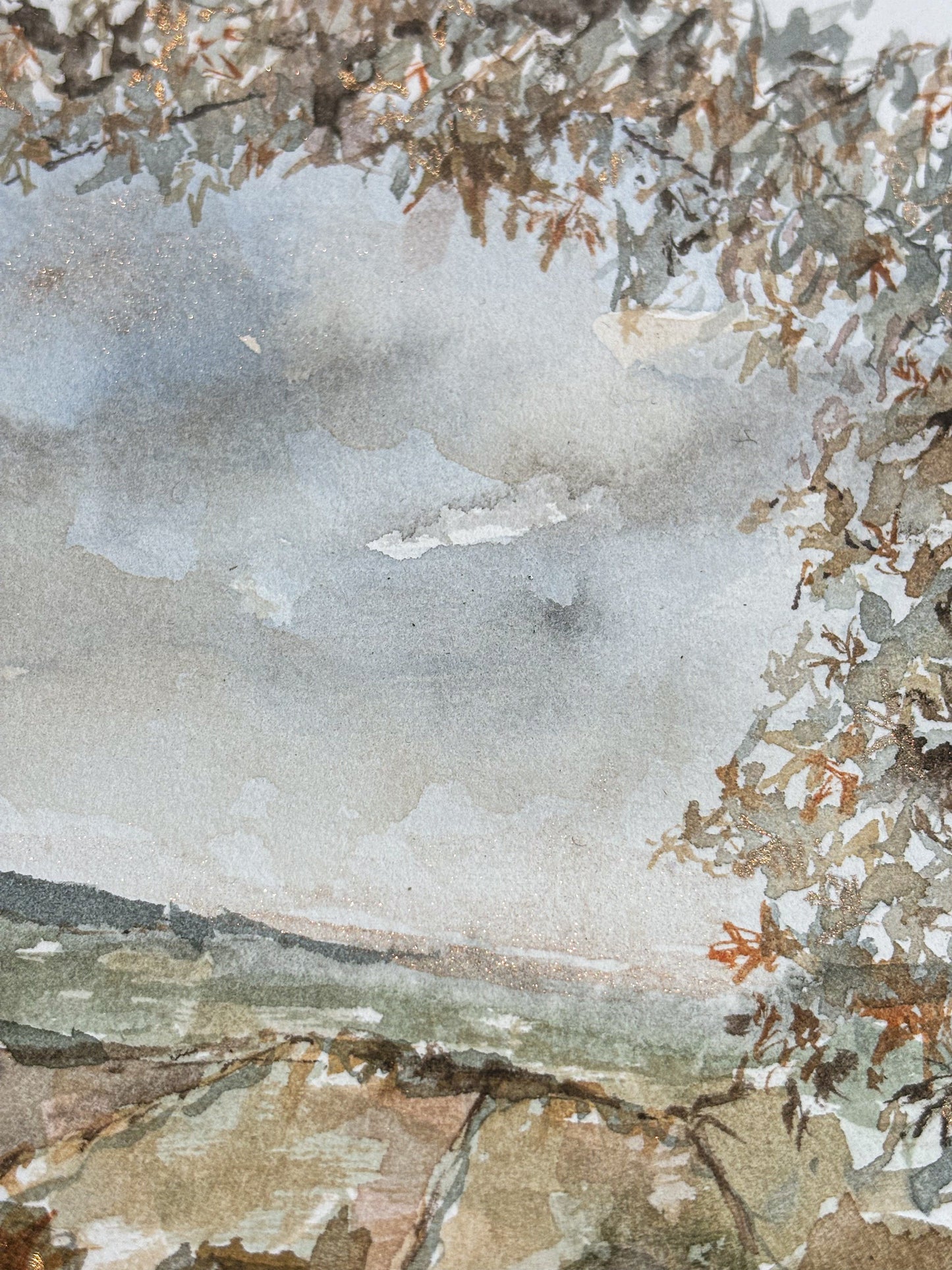 Autumn Fields Watercolour