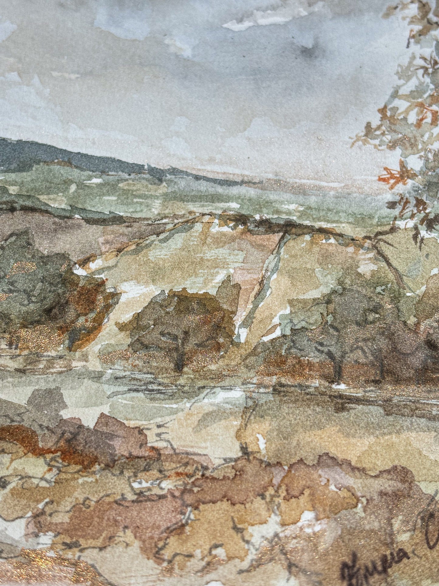 Autumn Fields Watercolour