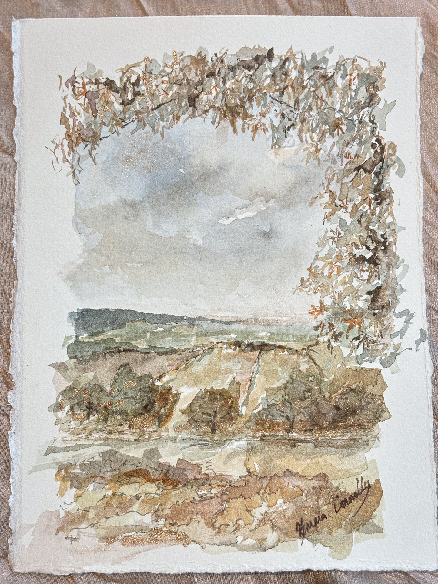 Autumn Fields Watercolour