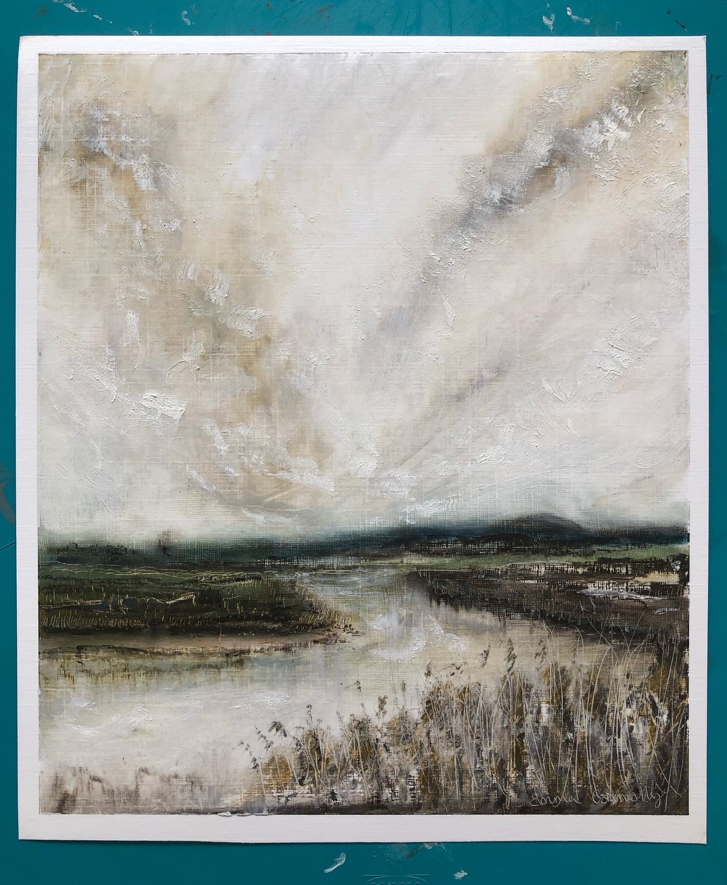 Snape Marshes - oil pastel