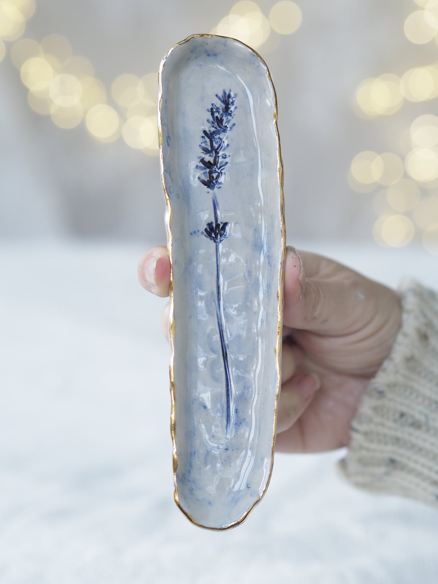 Botanical pressed flower plate. Lavender