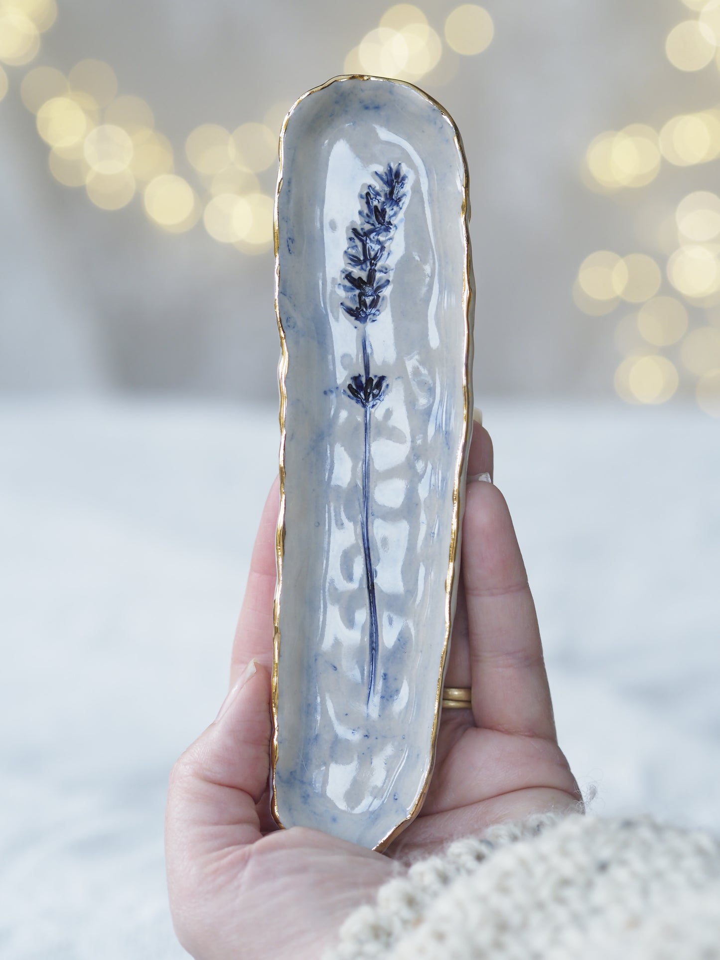 Botanical pressed flower plate. Lavender